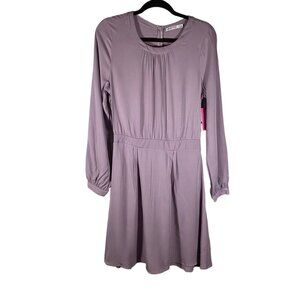 JustFab‎ New Long Sleeve Pleated Purple Size Medium Fit Flare Business Casual